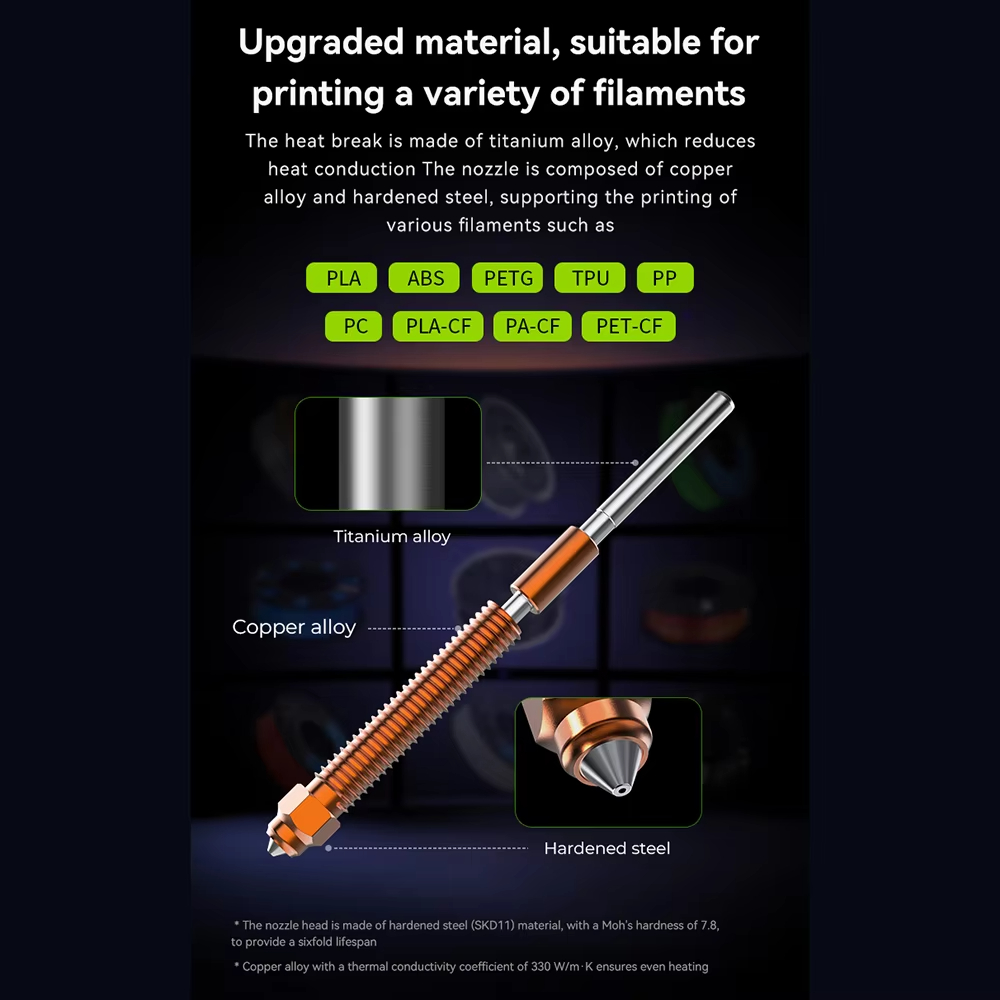 فوهة فولاذية صلبة على شكل وحيد - مراجعة Hotend 0.4Mm وسعره